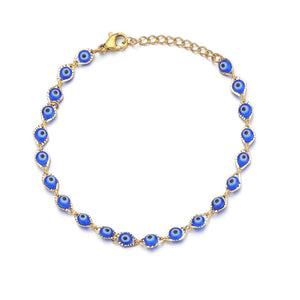 Gold Plated Evil Eye Beaded Bracelet – Protection Charm - Blue image