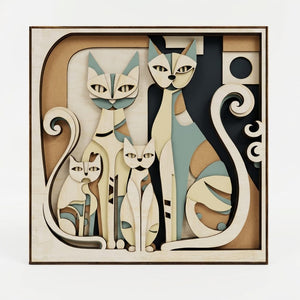 3D Layered Wooden Cat Wall Art Frame – Premium Home Decor for Living Room, Bedroom & Gift image 1