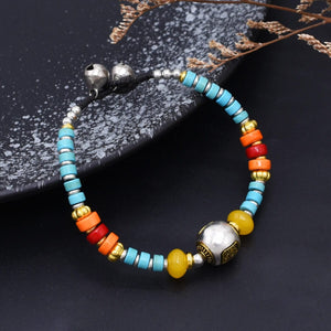 Bohemian Multicolor Beaded Bracelet Bell Charm Jewelry - Design 2 image