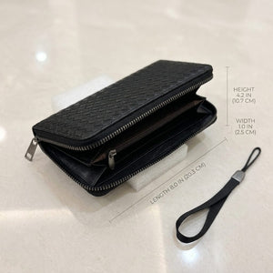 Black Woven Zip Around Wallet for Women – Large Capacity Wristlet Wallet with Card Slots & Coin Pocket image 7