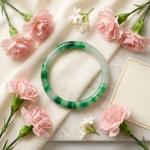 Premium Green Jade Stone Bangle Bracelet for Women β Elegant Natural Pattern Luxury Kada image 5