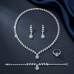Luxury Crystal Jewelry Set – Necklace, Earrings, Bracelet & Ring Collection image 0