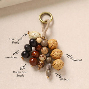 Bodhi Seed Tassel Keychain – Spiritual Wooden Bag Charm image 1