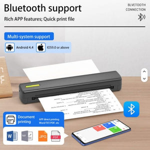 C80 A4 Portable Wireless Thermal Printer (Inkless, USB + Bluetooth) + A4 paper pack image 2