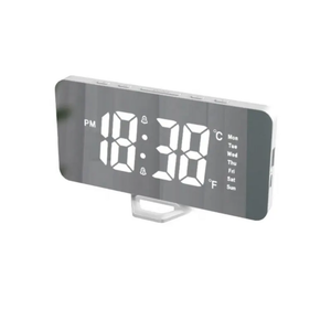 LED Mirror Alarm Clock with USB Charging – Digital Table Clock - White image