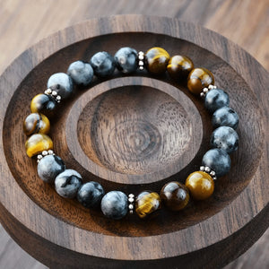 Tiger Eye and Turquoise Stone Beaded Bracelet Unisex image 3
