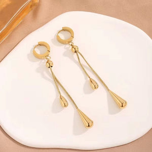 18K Gold Drop Necklace & Earrings Set – Stainless Steel Jewelry image 4