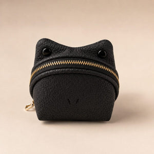 Cute Frog Coin Purse Keychain for Women & Kids | Mini Zip Wallet - Black image