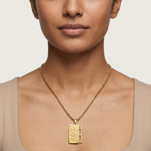 Ayatul Kursi Rectangle Pendant Necklace ā Stainless Steel Islamic Quran Verse Chain in Gold & Silver Finish image 7