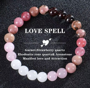 Natural Stone Beaded Bracelet Unisex Stylish Gemstone Jewelry - Love Spell image