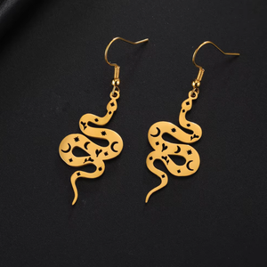 Gothic Snake Dangle Earrings | Stainless Steel Drop Design image 2