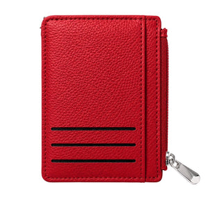 Slim Card Holder Wallet with Zipper Coin Pocket – Compact RFID Style Card Wallet for Women - Vermilion Red image