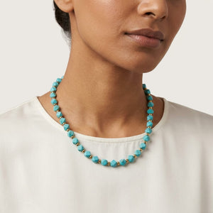 Turquoise Beaded Necklace for Women Adjustable Gold Tone Chain Minimal Stylish Stone Jewelry image 2
