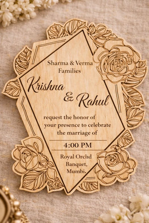Personalized Wooden Wedding Invitation Card (Pre-Paid Order Only) - Design 2, 100 image