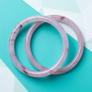 Jade Inspired Glass Bangle Set (2) – Lucky & Spiritual Jewelry - 58mm, Purple image