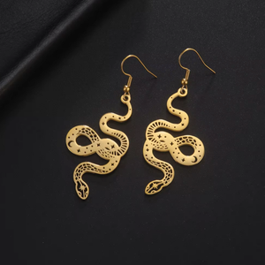 Gothic Snake Dangle Earrings | Stainless Steel Drop Design image 3