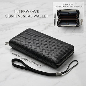 Black Woven Zip Around Wallet for Women – Large Capacity Wristlet Wallet with Card Slots & Coin Pocket image 4