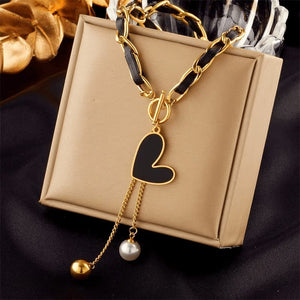 Non-Tarnish 316L Stainless Steel 18K Gold Plated Irregular Heart Pendant Necklace image 0
