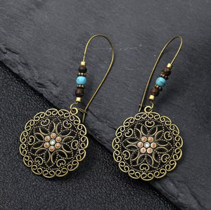 Baroque Boho Retro Antique Bronze Plated Monstera Leaf Waterdrop Earrings - Design 7 image