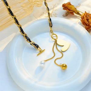 Non-Tarnish 316L Stainless Steel 18K Gold Plated Irregular Heart Pendant Necklace image 2
