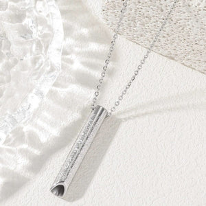 Whistle Stress Relief Meditation Pendant Necklace – 316 Stainless Steel with Arabic Calligraphy Design - Silver image