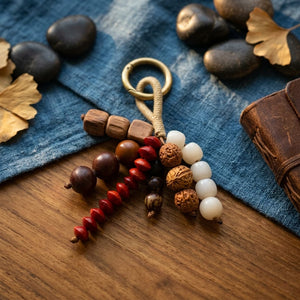 Bodhi Seed Tassel Keychain – Spiritual Wooden Bag Charm image 5