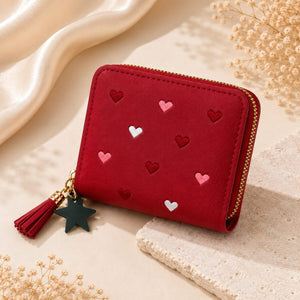 Heart Embroidered Zip Around Mini Wallet for Women & Girls image 7