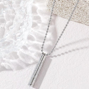 Cylindrical Ayatul Kursi Stainless Steel Pendant Necklace - Silver image