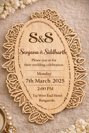Personalized Wooden Wedding Invitation Card (Pre-Paid Order Only) - Design 5, 10 image