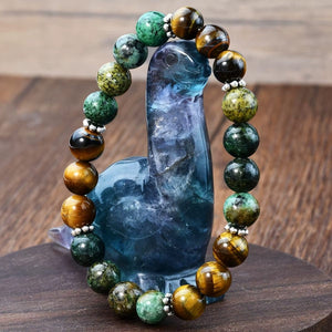 Tiger Eye and Turquoise Stone Beaded Bracelet Unisex image 2