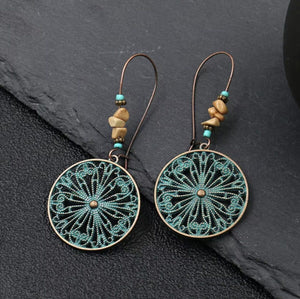 Baroque Boho Retro Antique Bronze Plated Monstera Leaf Waterdrop Earrings image 1