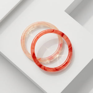 Jade Inspired Light Red Bubble Pattern Glass Bangles for Women (62MM) image 0