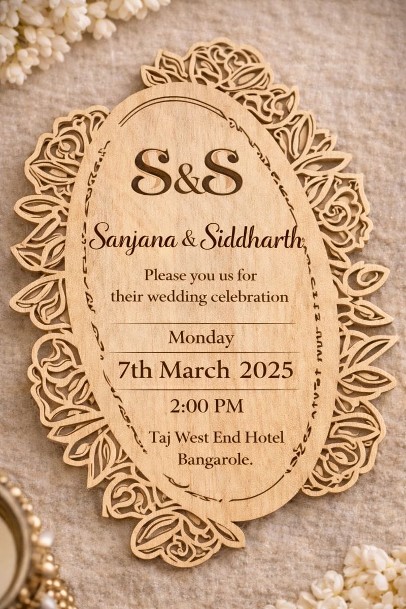 Personalized Wooden Wedding Invitation Card (Pre-Paid Order Only) - Design 5, 100 image