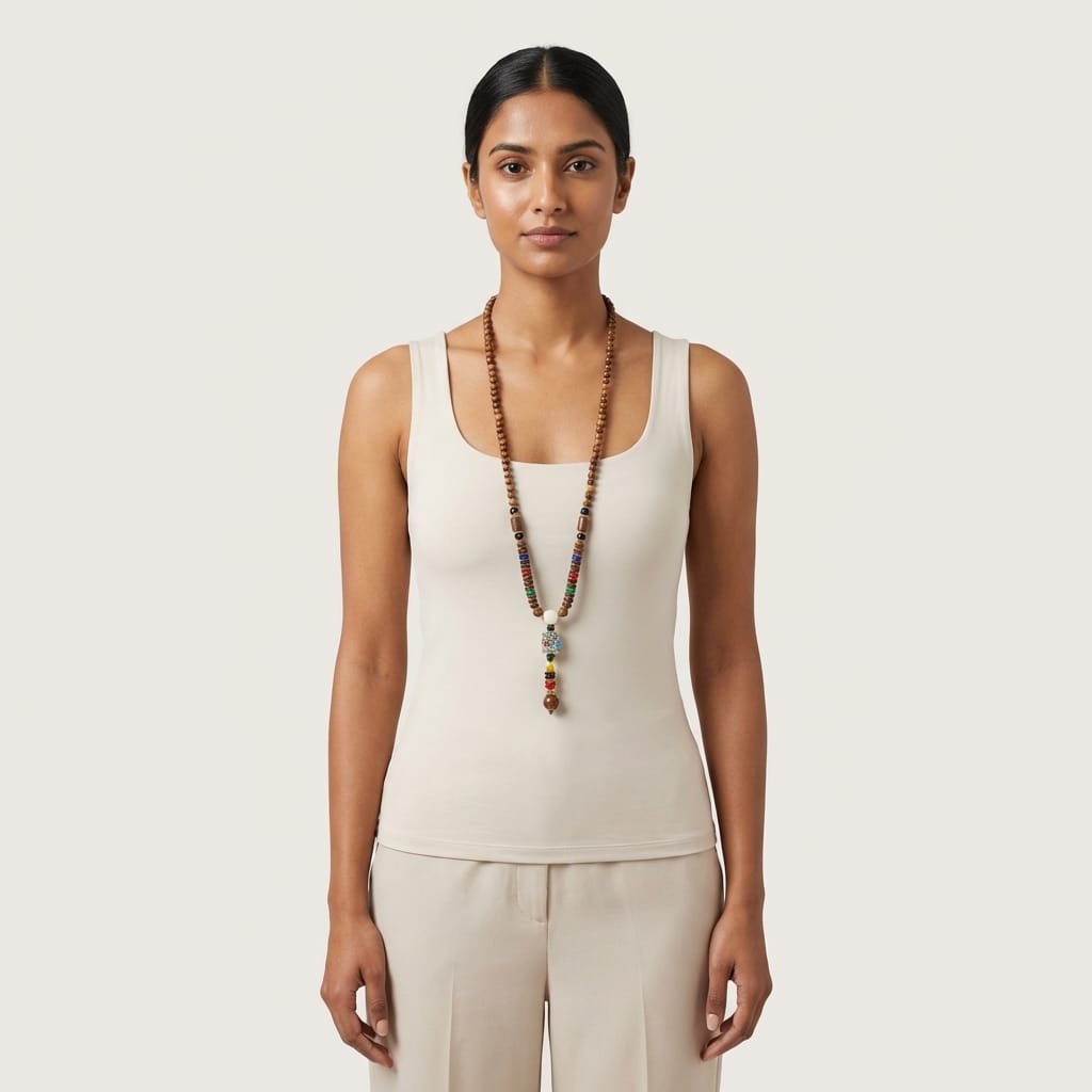 Long Boho Mala Necklace with Multicolor Beads Pendant image 3