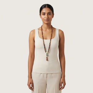 Long Boho Mala Necklace with Multicolor Beads Pendant image 3