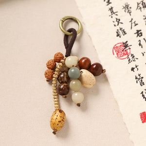 Bodhi Seed Tassel Keychain – Spiritual Wooden Bag Charm image 2