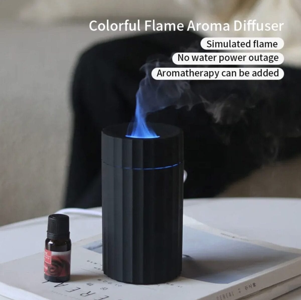 Colorful Flame Aroma Diffuser – Car &amp; Home Humidifier | USB Rechargeable | 100ml with 50ml Essential Oil Free image 2