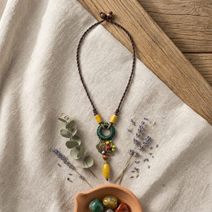 Long Statement Tassel Necklace – Boho Wooden Beads Style image 0