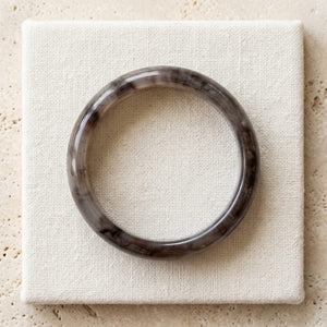 Premium Coffee Smoke Jade Bangle Bracelet for Women – Elegant Natural Stone Style Wrist Cuff - 58 MM image