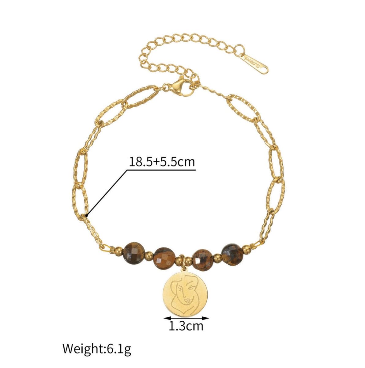 Bohemian Turquoise Beaded Bracelet Leather Cord Gold Chain Unisex image 4