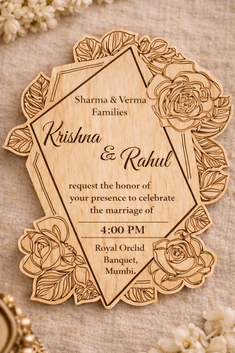 Personalized Wooden Wedding Invitation Card (Pre-Paid Order Only) - Design 2, 10 image