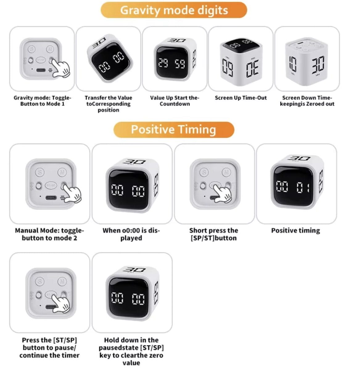 Productivity Digital Visual Timer – Gravity Flip Cube Timer (Pomodoro cube) image 3
