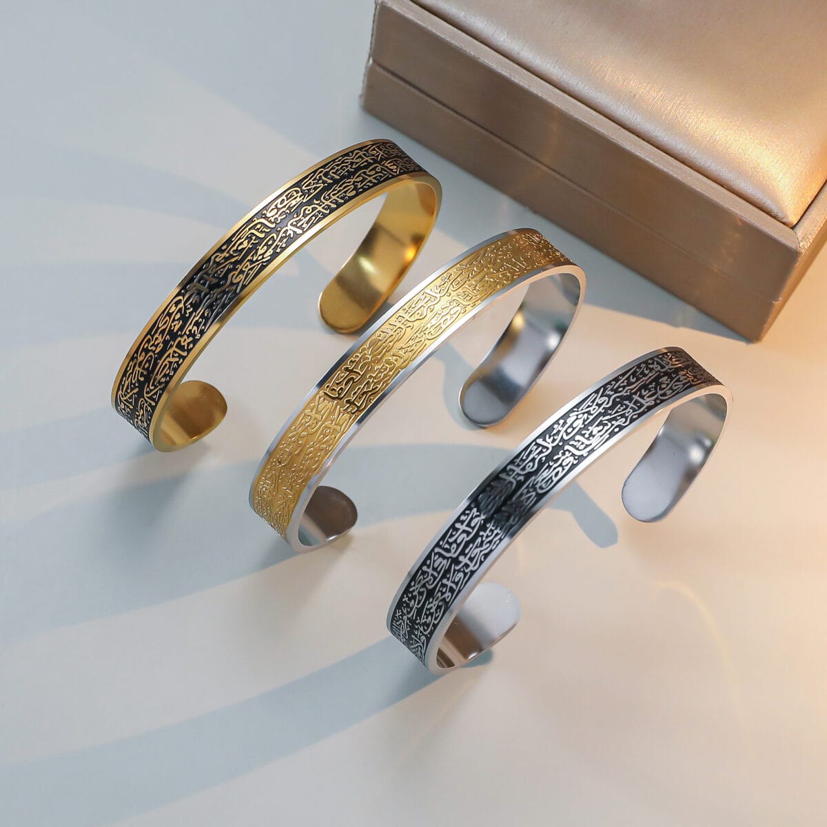Ayatul Kursi Open Cuff Bracelet for Men &amp; Women – Stainless Steel Islamic Bangle image 0