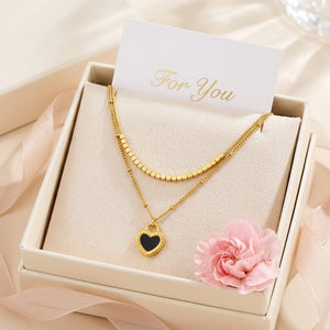 Non-Tarnish 18K PVD Gold Plated Double-Sided Shell Heart Pendant Necklace image 0