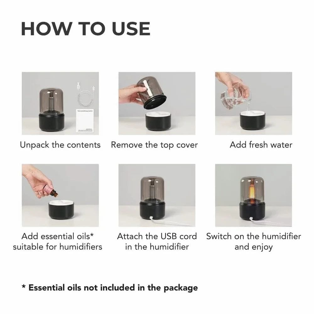 Flame Aroma Diffuser with Candlelight Glow &amp; Timer | 50ml Essential Oil Free image 3