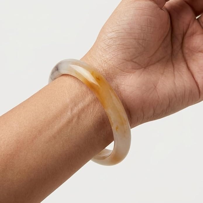 Premium Coffee Smoke Jade Bangle Bracelet for Women – Elegant Natural Stone Style Wrist Cuff image 5