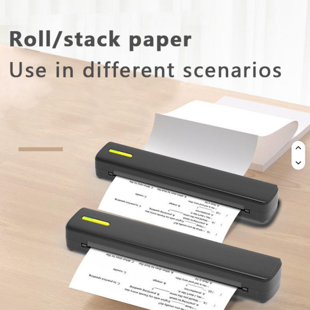 C80 A4 Portable Wireless Thermal Printer (Inkless, USB + Bluetooth) + A4 paper pack image 1