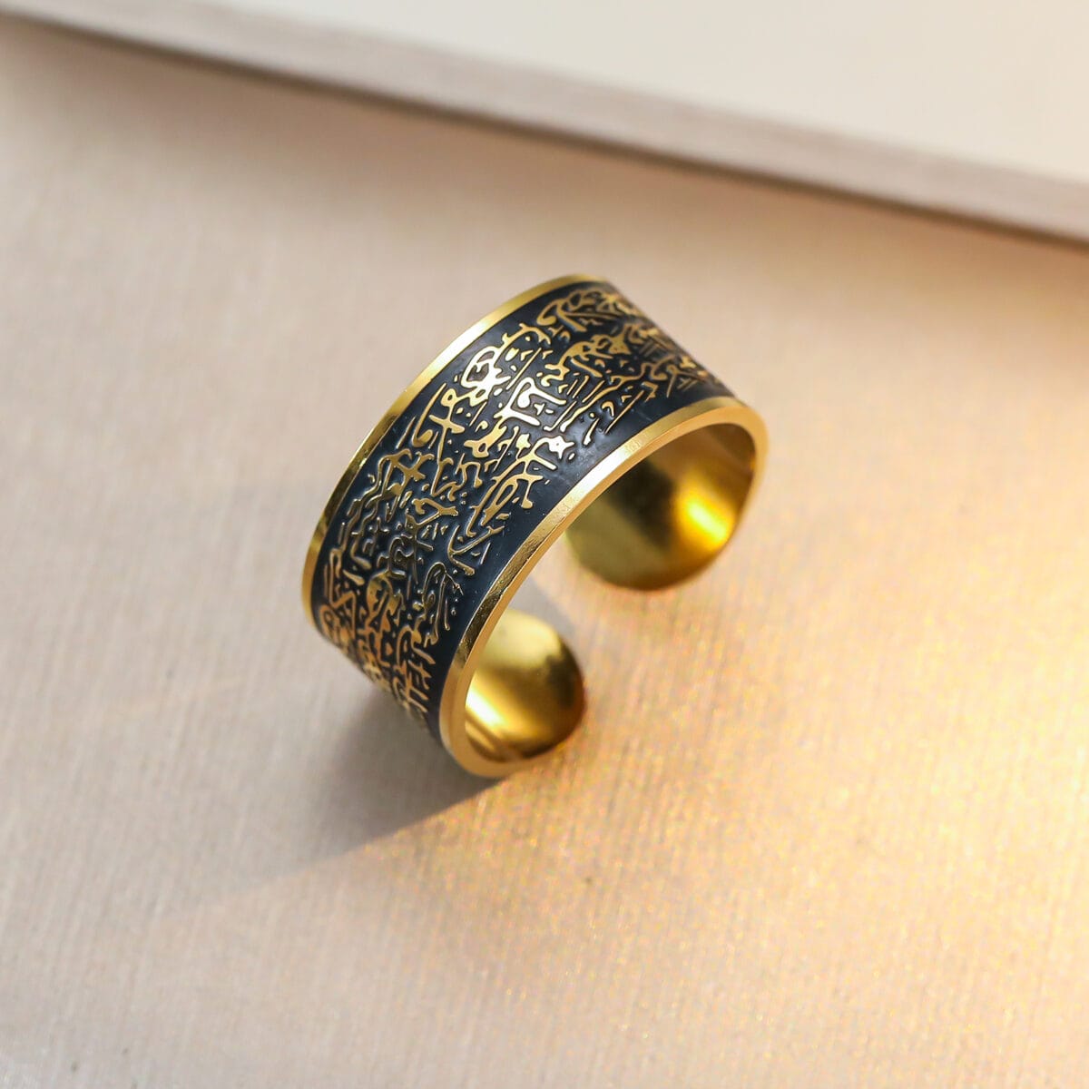 Ayatul Kursi Adjustable Ring for Men &amp; Women – Islamic Stainless Steel Open Ring image 2