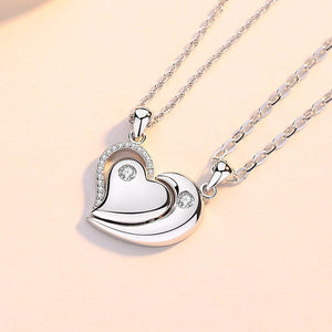 Magnetic Heart Couple Necklace Set Platinum Plated (Set of 2) image 0
