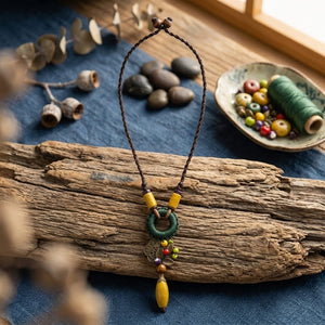 Long Statement Tassel Necklace – Boho Wooden Beads Style image 3